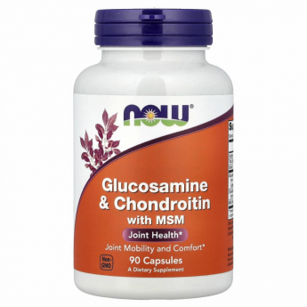 Глюкозамин, хондроитин и МСМ NOW FOODS GLUCOSAMINE & CHONDROITIN with MSM, 90 капсул