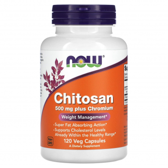 Хитозан с хромом NOW FOODS CHITOSAN PLUS 500 мг, 120 капсул