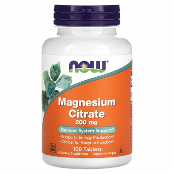 Магний NOW FOODS MAGNESIUM CITRATE 200mg 100 таблеток