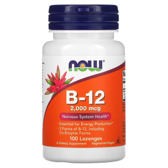 Витамин NOW FOODS B-12, 2000 мкг, 100 пастилок NS28687