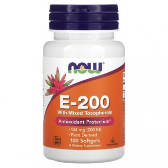 Витамин NOW FOODS E-200 MIXED TOC 100 капсул