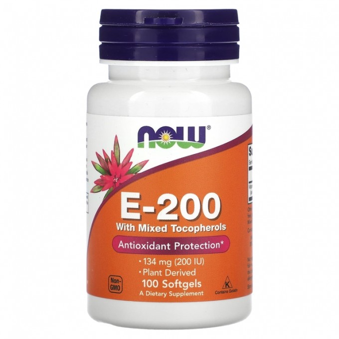 Витамин NOW FOODS E-200 MIXED TOC 100 капсул NS29518
