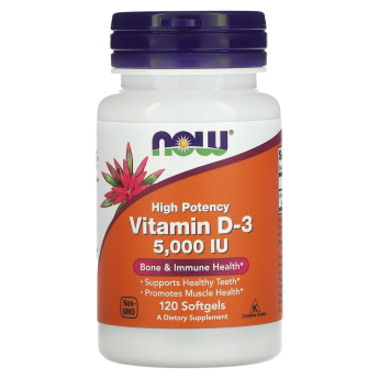 Витамин NOW FOODS VITAMIN D-3, 5000 МЕ, 120 капсул